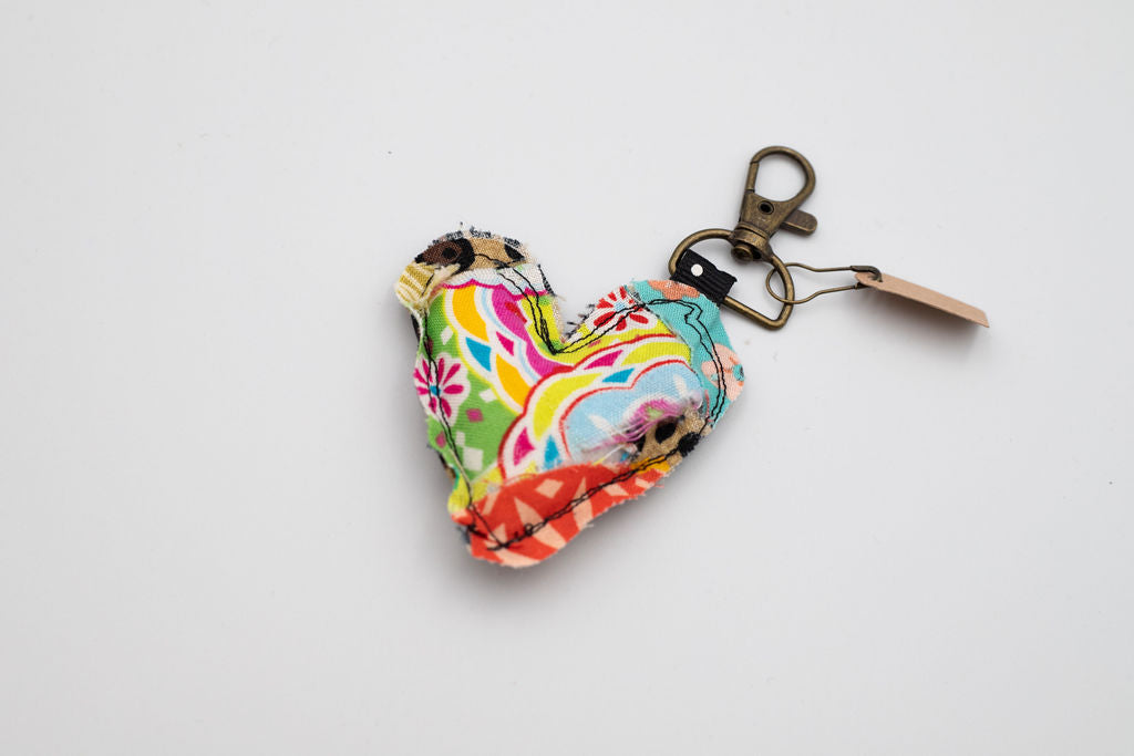 Mini Quilted Heart Keychain