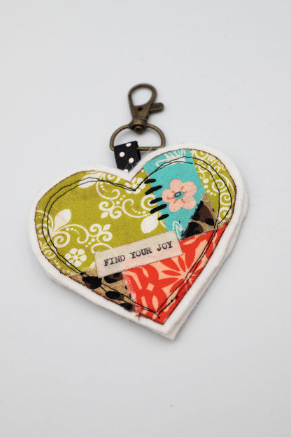 Quilted Heart Keychain