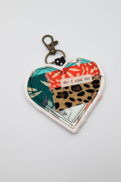 Quilted Heart Keychain