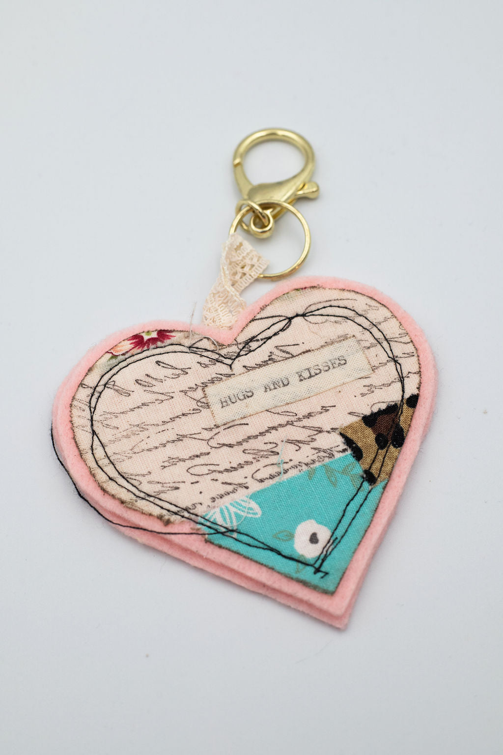 Quilted Heart Keychain