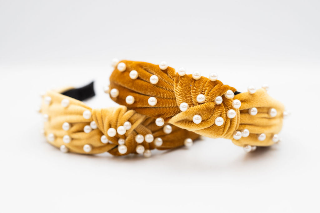 Velvet Headband with Mini Pearls