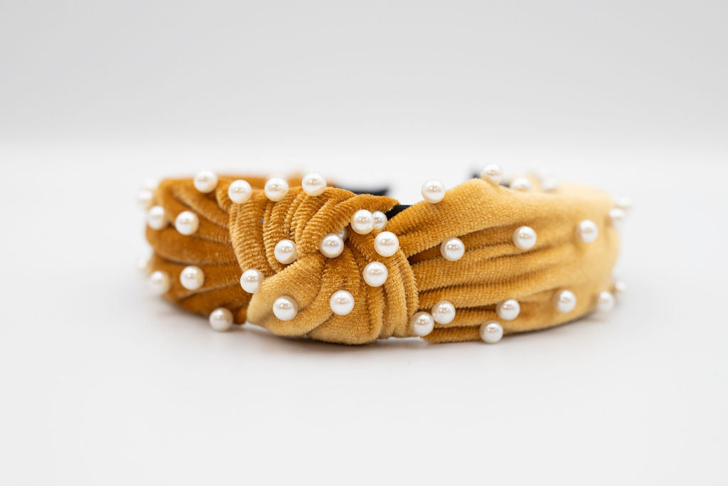 Velvet Headband with Mini Pearls