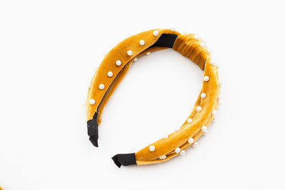 Velvet Headband with Mini Pearls