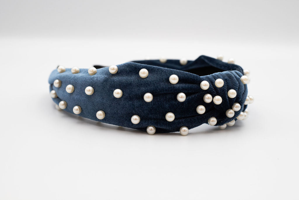 Velvet Headband with Mini Pearls