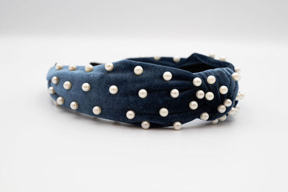Velvet Headband with Mini Pearls
