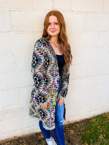 Aztec Print Colorful Cardigan/Duster