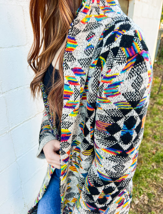 Aztec Print Colorful Cardigan/Duster