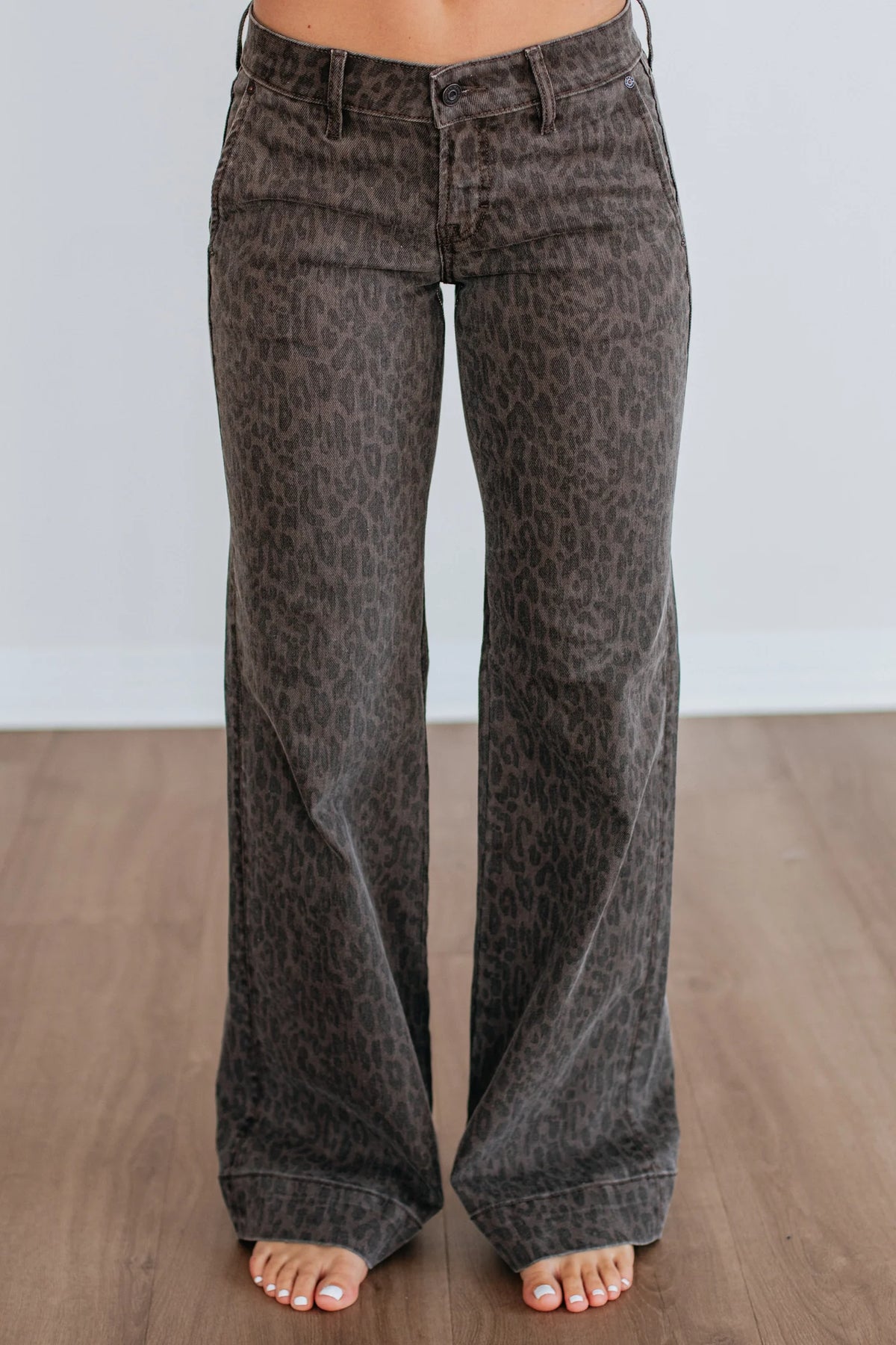 Hidden Cheetah Low Rise Flare Jeans