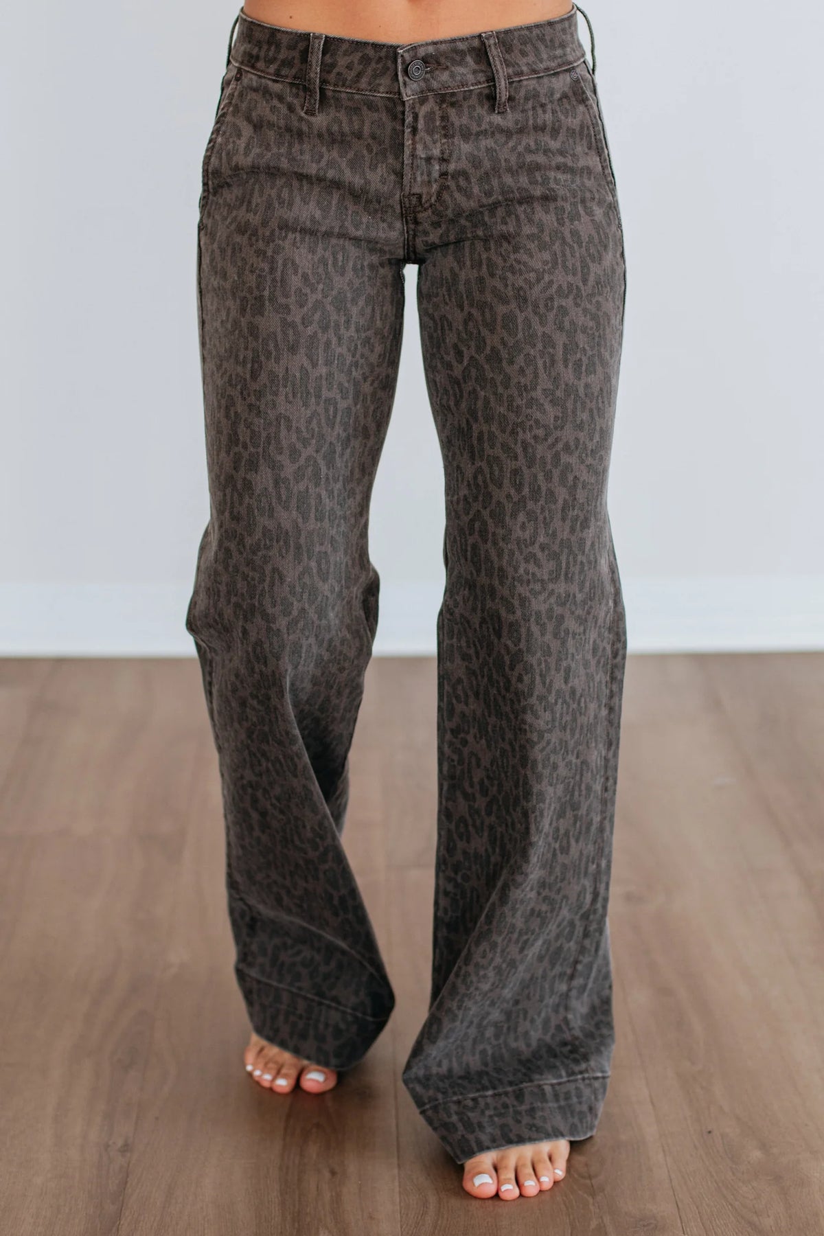 Hidden Cheetah Low Rise Flare Jeans