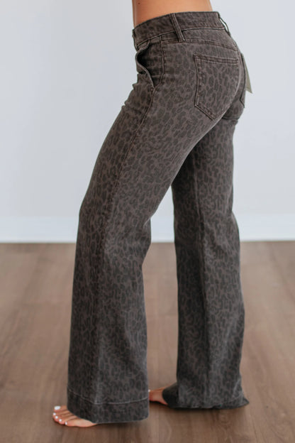 Hidden Cheetah Low Rise Flare Jeans
