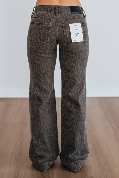 Hidden Cheetah Low Rise Flare Jeans