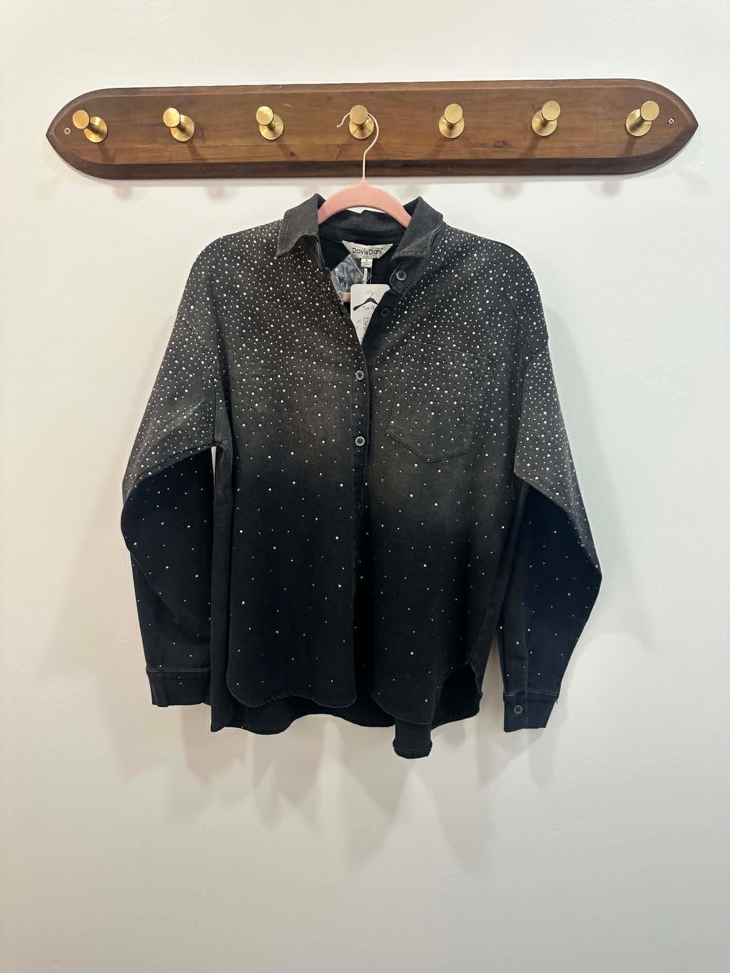 Black Rhinestone Denim Jacket