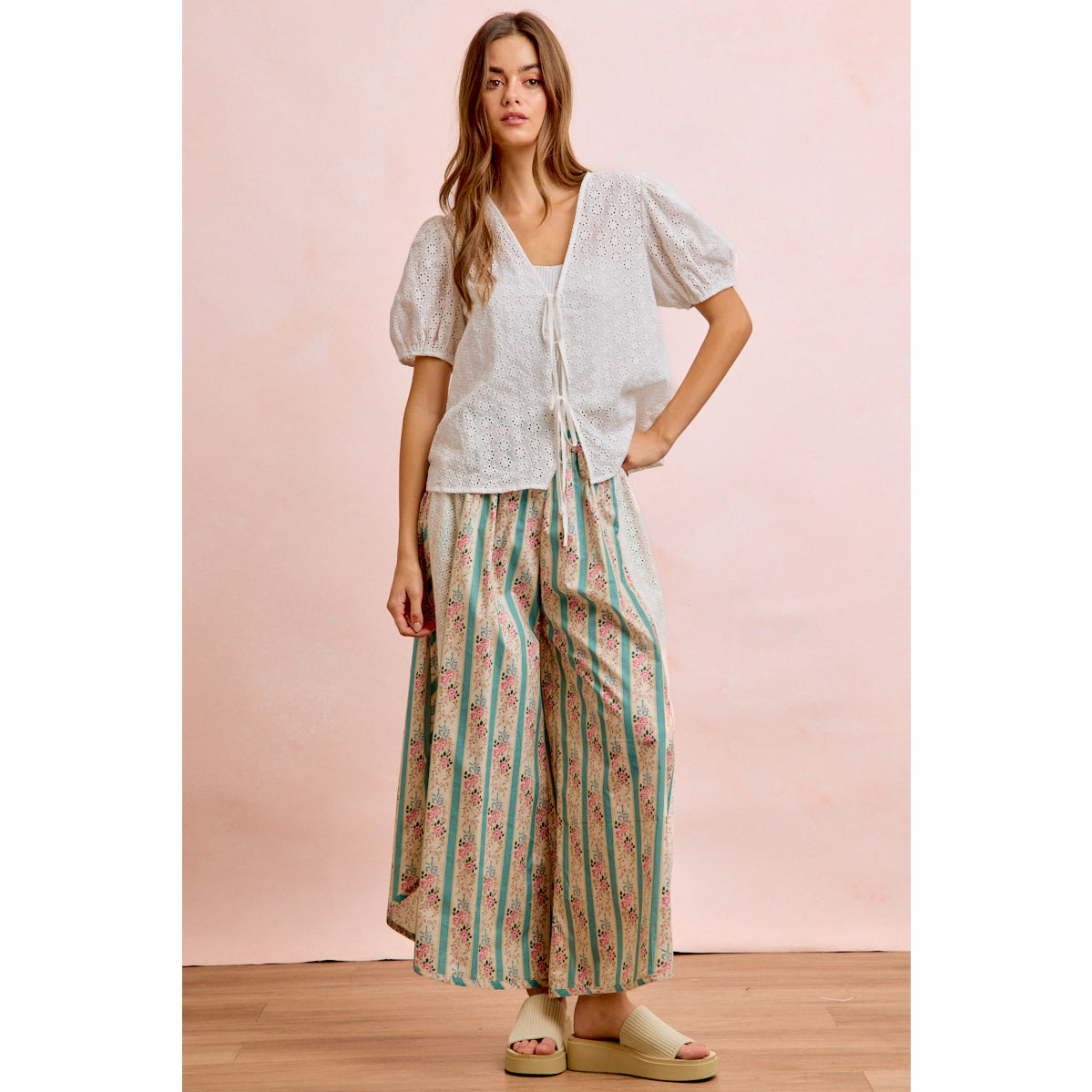 Floral Eyelet Vintage Pants