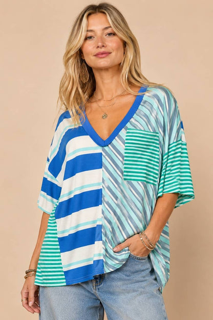 Luxe Striped V-Neck Shirt