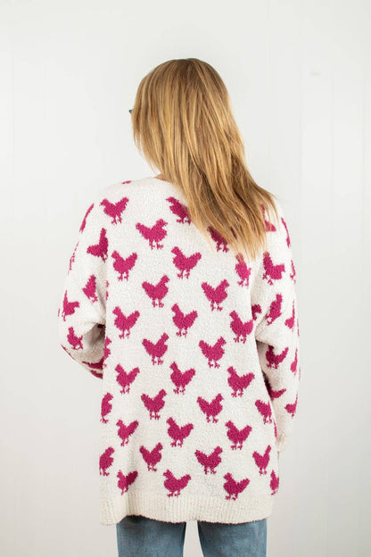 Pink Chicken Cloud Cardigan- Reversible