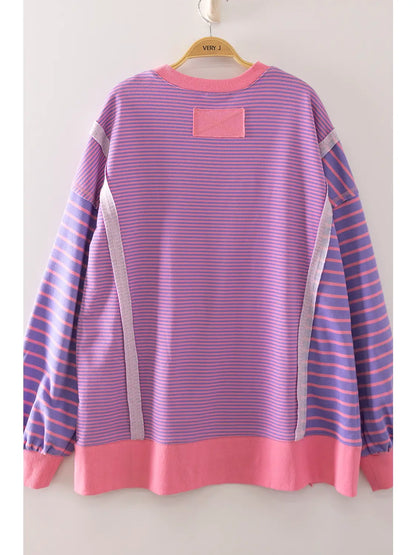 Mixed Stripe Contrast Sweatshirt