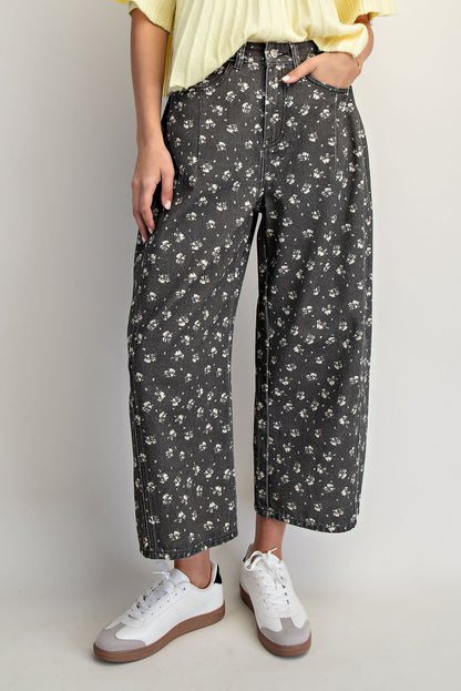 Floral Print Barrel Pants