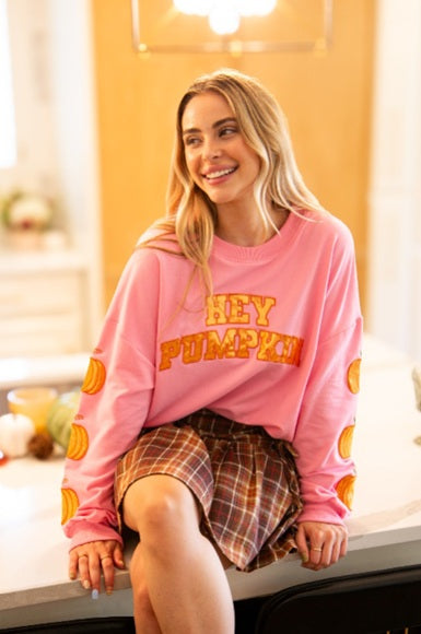 Hey Pumpkin Pink Preppy Sweatshirt