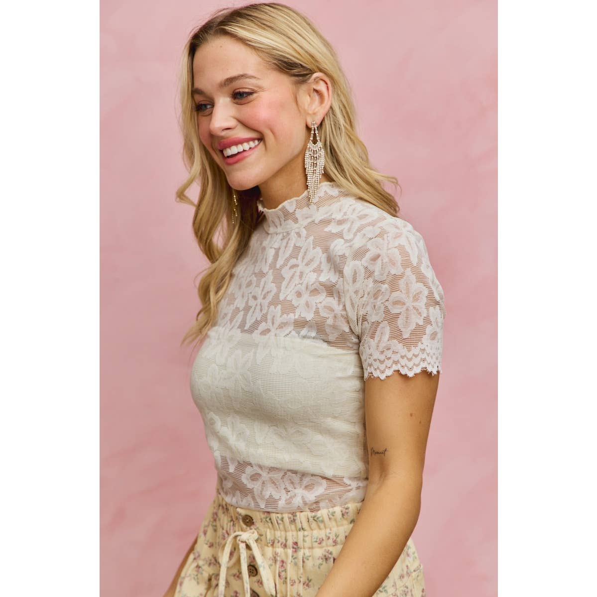 Floral Sheer Short Sleeve Top