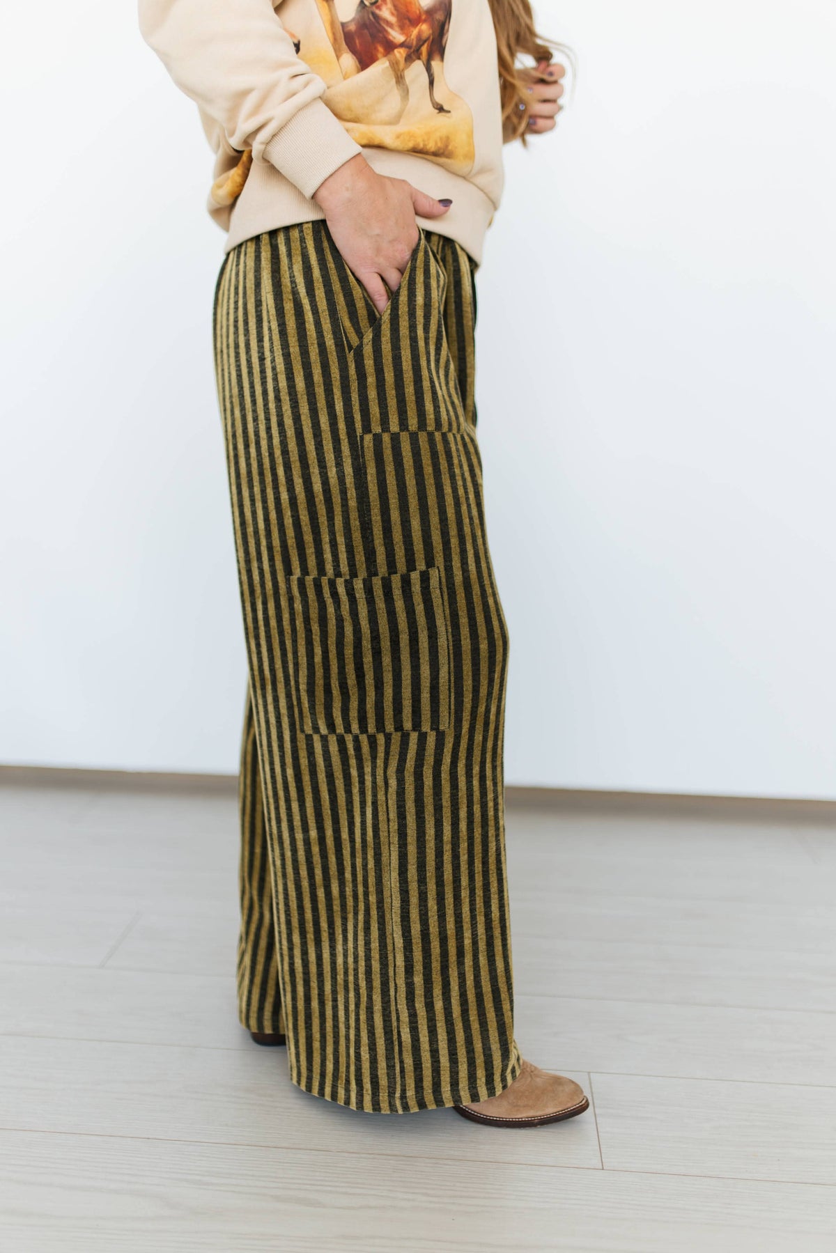 Terry Striped Pants