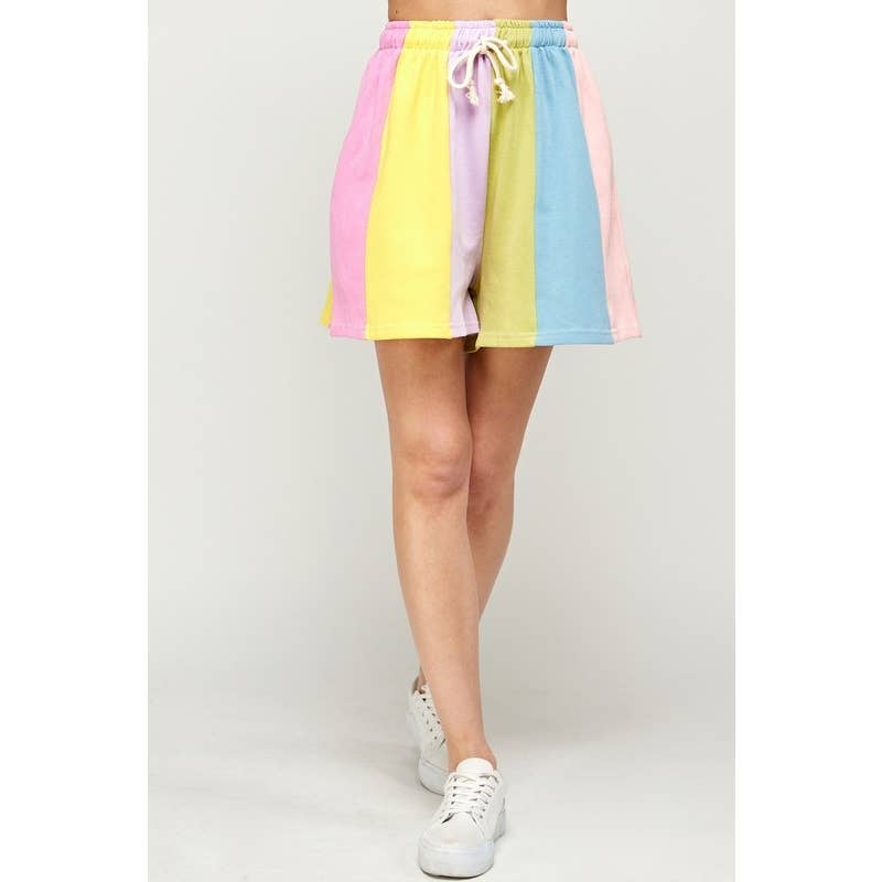Pastel Palette Color Block Stripe Shorts
