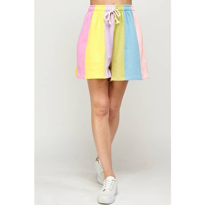 Pastel Palette Color Block Stripe Shorts