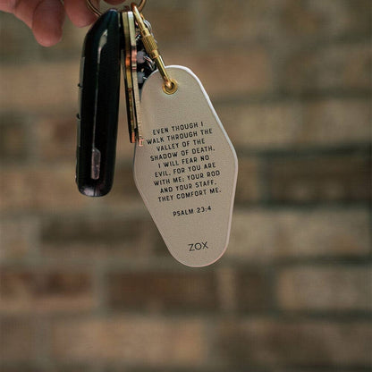 Fear No Evil Bible Verse Leather Motel Keychain