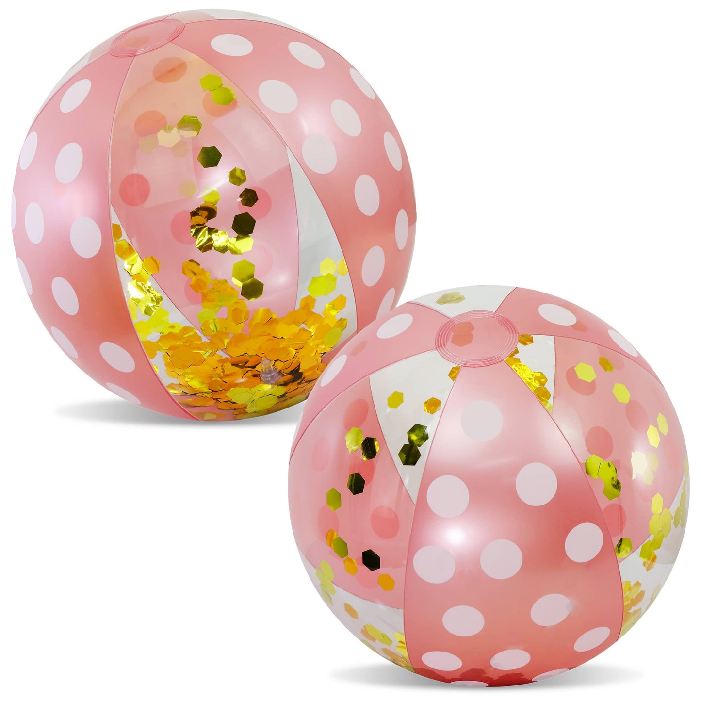 16 Inch Polka Beach Ball - Rose Gold - Set Of 2