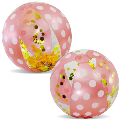 16 Inch Polka Beach Ball - Rose Gold - Set Of 2