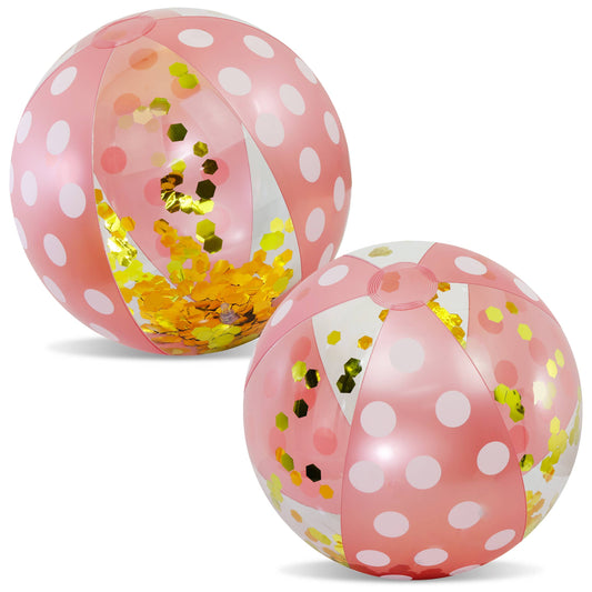 16 Inch Polka Beach Ball - Rose Gold - Set Of 2