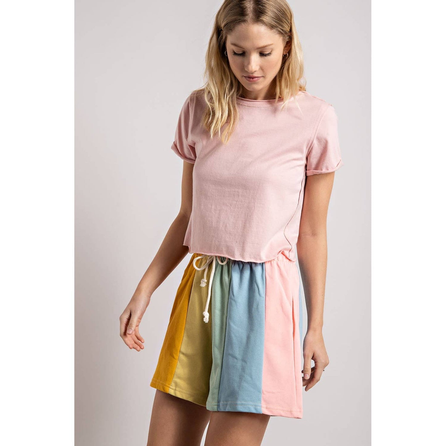 Pastel Palette Color Block Stripe Shorts
