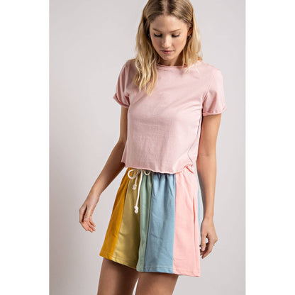 Pastel Palette Color Block Stripe Shorts
