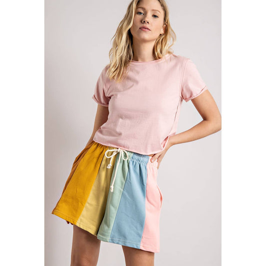 Pastel Palette Color Block Stripe Shorts