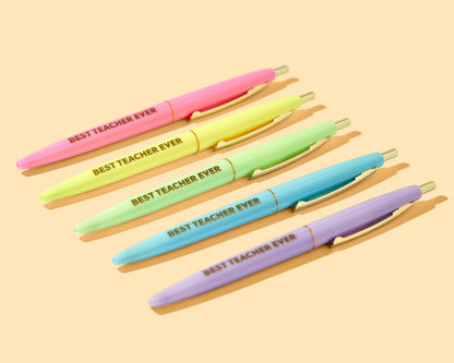 Pen Set - Motivational - "Best Teacher Ever" - 5 Piece Set