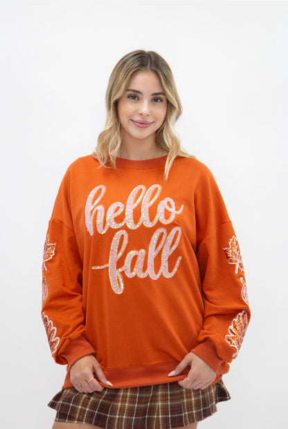 Hello Fall Sequin Sweatshirt