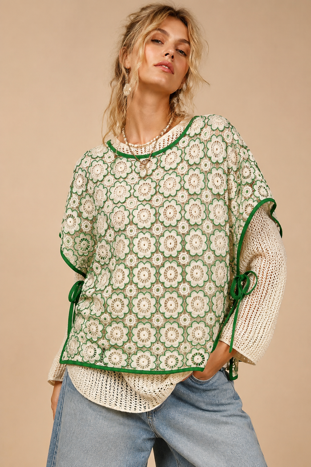 Green Apple Boho Tie Top