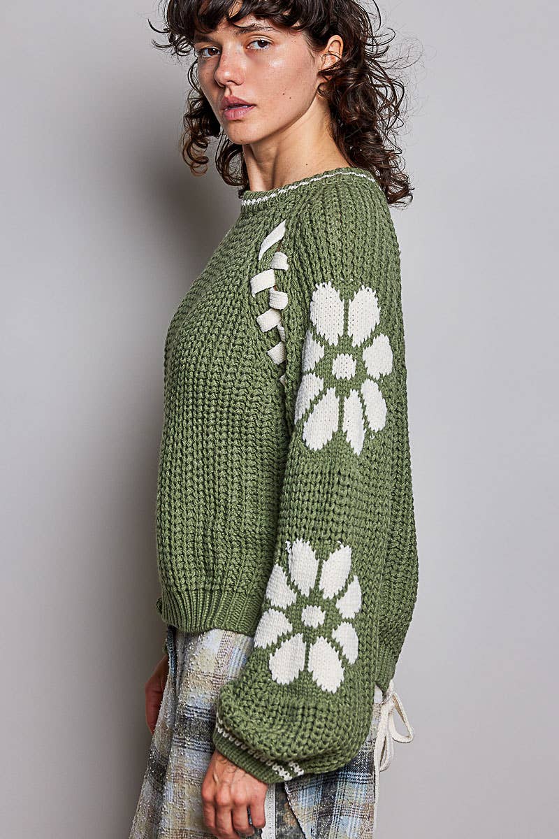 Olive Chenille Knit Sweater