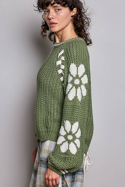 Olive Chenille Knit Sweater