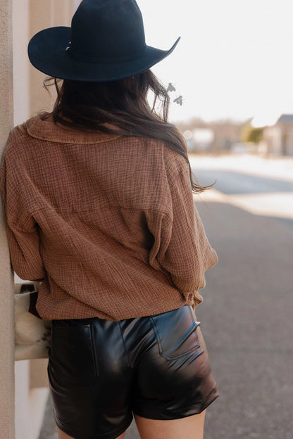 Whiskey and Honey Button-Up Top