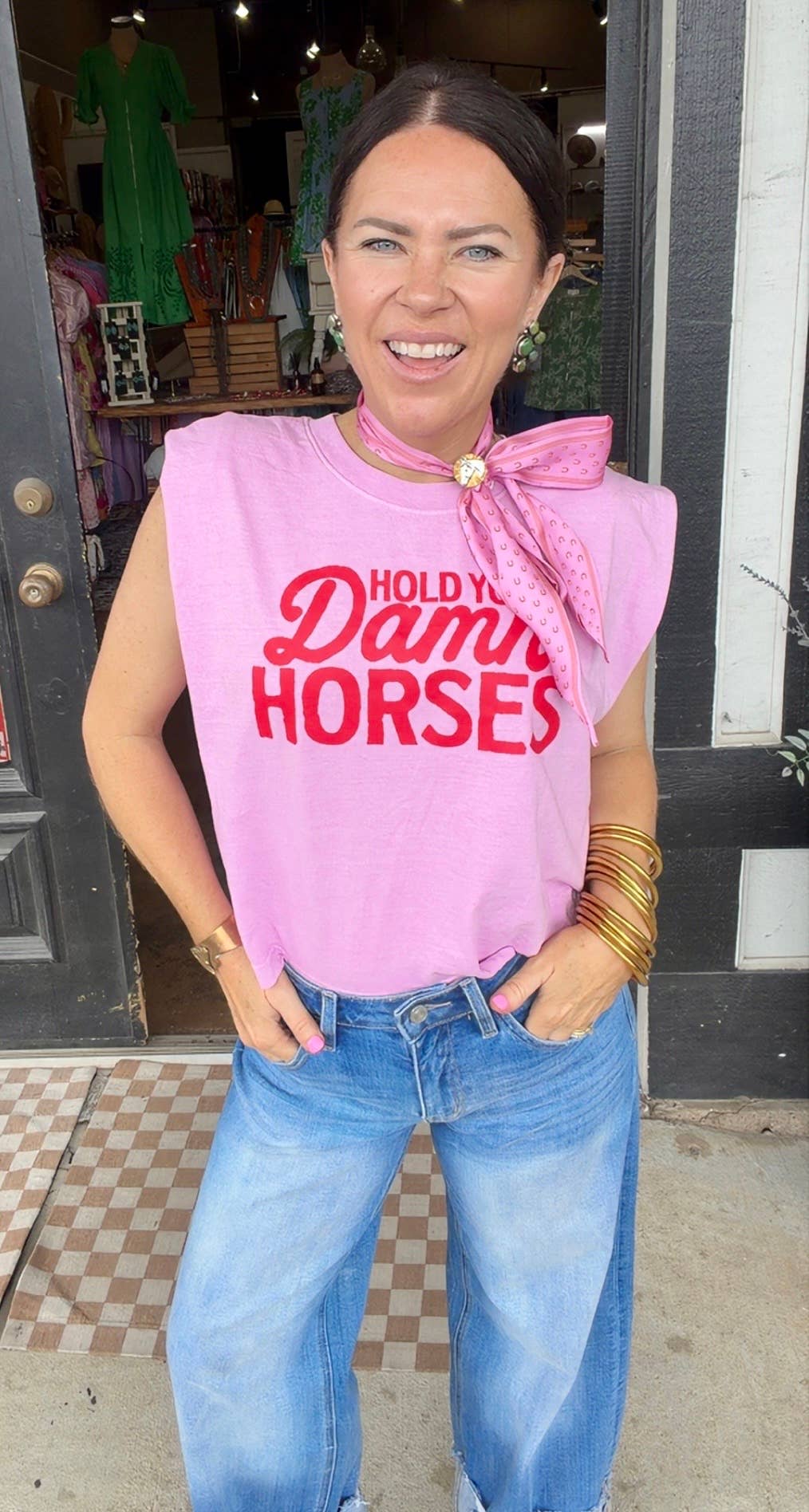 Hold Your Damn Horses Boxy Muscle Tank