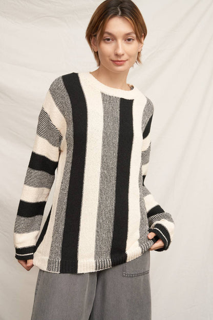 Striped Crew Neck Knit Sweater