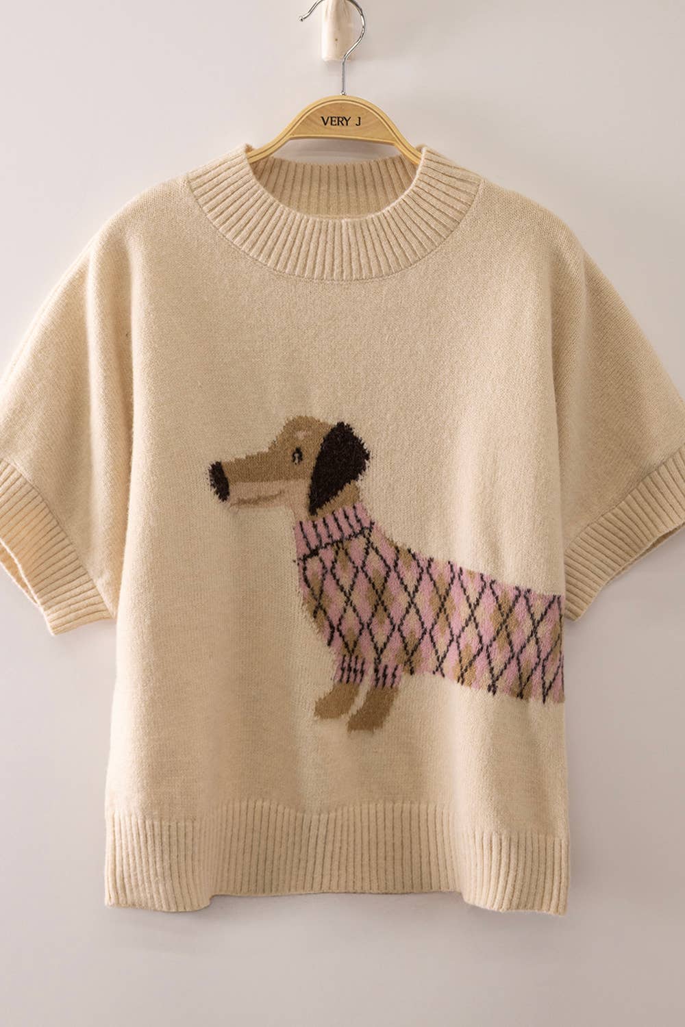 Dog Short Sleeve Knit Top