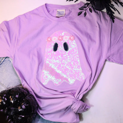Groovy Ghost Embroidered Sequin Tee