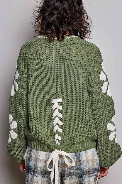 Olive Chenille Knit Sweater