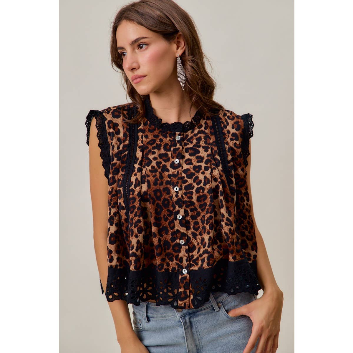 Wild Side Black Eyelet Top