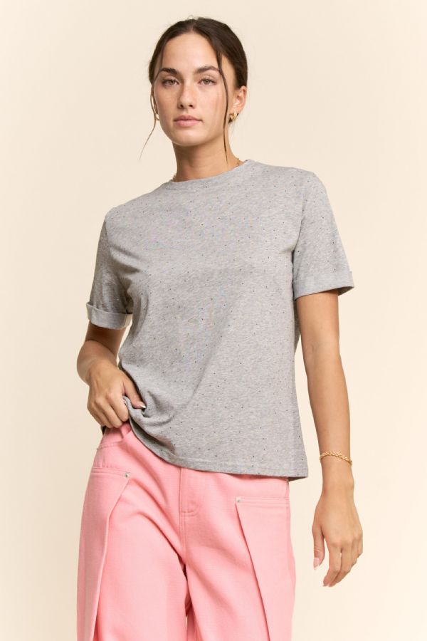 Rhinestone Relaxed Crewneck Tee (8 colors)