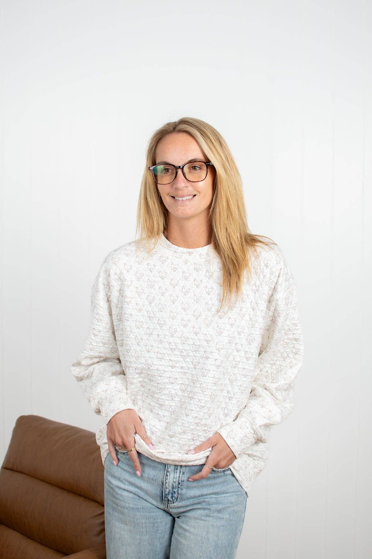 Oversized Quilted Chicken Sweater