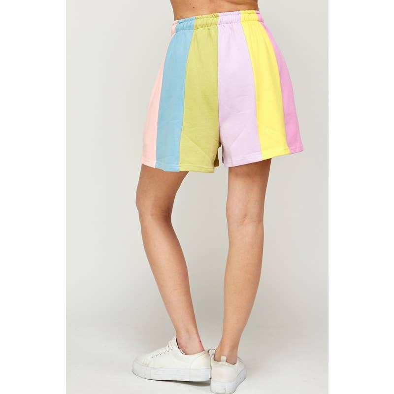 Pastel Palette Color Block Stripe Shorts