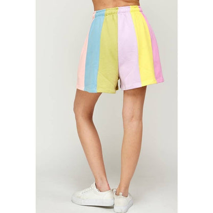 Pastel Palette Color Block Stripe Shorts