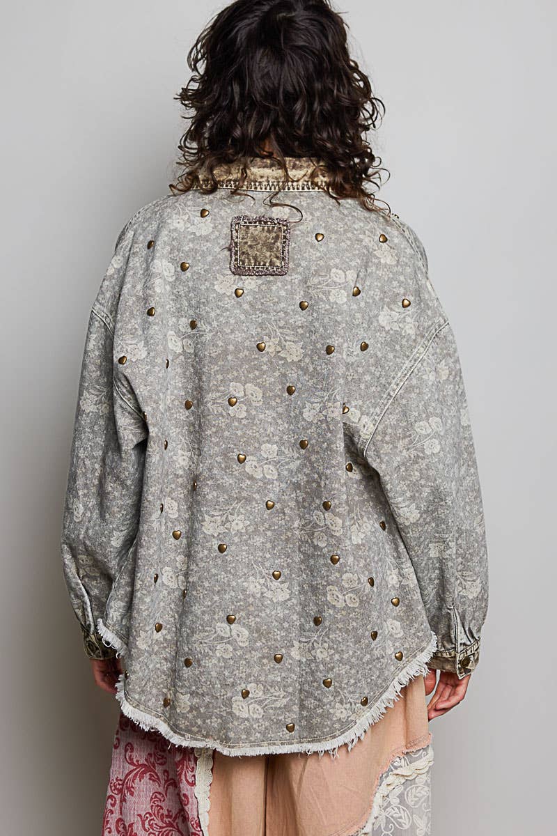 Heart Stud Vintage Shacket